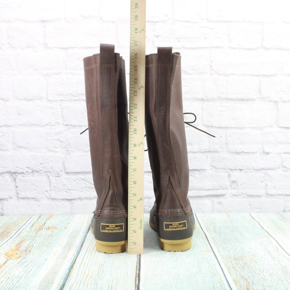 LL Bean Brown Leather Lace Up Tall Hunting Duck Boots Size 11 Medium - Picture 6 of 9